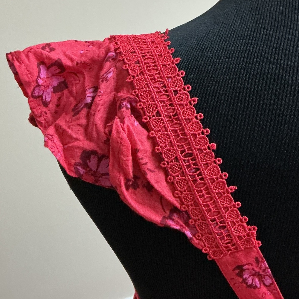 Free People Boho Floral Red Women's 2p  Skirt /matching Top. Festival , cottage - Picture 8 of 15